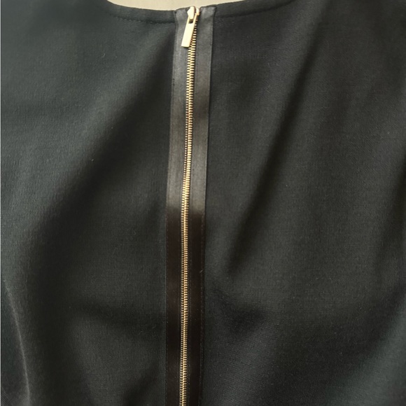 ST JOHN Black Wool Leather Long Sleeves Cocktail Party Designer Dress, Size 10 - Picture 9 of 9